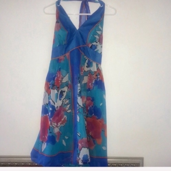 🌺JONES NEW YORK🌺SILK FLORAL HALTER DRESS🌺 - Picture 3 of 8